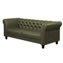 Sofá Decorativo Sala de Estar Chesterfield 4 Lugares 240cm Couro Fendi - Mozzelar