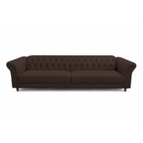 Sofá Decorativo Sala de Estar Chesterfield 4 Lugares 240cm Couro Marrom - Mozzelar