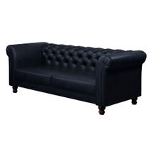 Sofá Decorativo Sala de Estar Chesterfield 4 Lugares 260cm Couro Azul Marinho - Mozzelar