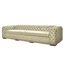 Sofá Decorativo Sala de Estar Duquesa 4 Lugares 240cm Couro Tiza - Mozzelar