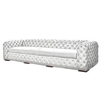 Sofá Decorativo Sala de Estar Duquesa 4 Lugares 260cm Couro Branco - Mozzelar Sofá Decorativo Sala de Estar Duquesa 4 Lugares 260cm Couro Branco - Mozzelar