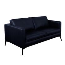 Sofá Decorativo Sala de Estar Europa 3 Lugares 200cm Couro Azul Marinho - Mozzelar