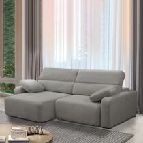 Sofá Decorativo Sala de Estar Ibiza 2 Lugares 200cm Reclinável e Retrátil Bouclê Cinza G89 - Gran Belo Sofá Decorativo Sala de Estar Ibiza 2 Lugares 200cm Reclinável e Retrátil Bouclê Cinza G89 - Gran Belo