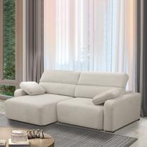 Sofá Decorativo Sala de Estar Ibiza 3 Lugares 220cm Reclinável e Retrátil Bouclê Off White G89 - Gran Belo Sofá Decorativo Sala de Estar Ibiza 3 Lugares 220cm Reclinável e Retrátil Bouclê Off White G89 - Gran Belo