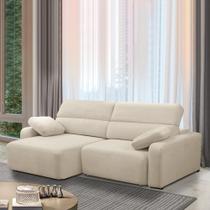 Sofá Decorativo Sala de Estar Ibiza 3 Lugares 240cm Reclinável e Retrátil Bouclê Bege Claro G89 - Gran Belo Sofá Decorativo Sala de Estar Ibiza 3 Lugares 240cm Reclinável e Retrátil Bouclê Bege Claro G89 - Gran Belo