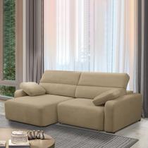 Sofá Decorativo Sala de Estar Ibiza 3 Lugares 260cm Reclinável e Retrátil Bouclê Bege G89 - Gran Belo Sofá Decorativo Sala de Estar Ibiza 3 Lugares 260cm Reclinável e Retrátil Bouclê Bege G89 - Gran Belo