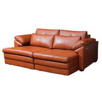 Sofá Decorativo Sala de Estar Marselha Retrátil Elétrico 2 Lugares 175cm Couro Conhaque - Mozzelar Sofá Decorativo Sala de Estar Marselha Retrátil Elétrico 2 Lugares 175cm Couro Conhaque - Mozzelar