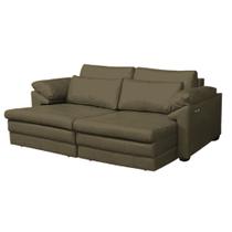 Sofá Decorativo Sala de Estar Marselha Retrátil Elétrico 3 Lugares 215cm Couro Fendi - Mozzelar Sofá Decorativo Sala de Estar Marselha Retrátil Elétrico 3 Lugares 215cm Couro Fendi - Mozzelar