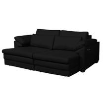 Sofá Decorativo Sala de Estar Marselha Retrátil Elétrico 4 Lugares 250cm Couro Preto - Mozzelar Sofá Decorativo Sala de Estar Marselha Retrátil Elétrico 4 Lugares 250cm Couro Preto - Mozzelar