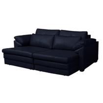 Sofá Decorativo Sala de Estar Marselha Retratil Manual 3 Lugares 215cm Couro Azul Marinho - Mozzelar