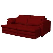 Sofá Decorativo Sala de Estar Marselha Retratil Manual 3 Lugares 215cm Couro Vermelho - Mozzelar