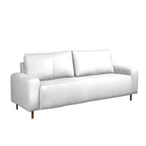 Sofá Decorativo Sala de Estar Metropole 3 Lugares 200cm Couro Branco - Mozzelar Sofá Decorativo Sala de Estar Metropole 3 Lugares 200cm Couro Branco - Mozzelar