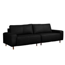 Sofá Decorativo Sala de Estar Metropole 4 Lugares 260cm Bipartido Couro Preto - Mozzelar Sofá Decorativo Sala de Estar Metropole 4 Lugares 260cm Bipartido Couro Preto - Mozzelar