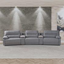 Sofá Decorativo Swift c/Porta Copos Baú Cooler Reclinável Retrátil Linho Cinza Claro G81 - Gran Belo Sofá Decorativo Swift c/Porta Copos Baú Cooler Reclinável Retrátil Linho Cinza Claro G81 - Gran Belo