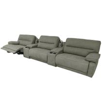 Sofá Decorativo Swift Elétrico Reclinável c/Porta Copos Baú Cooler Linho Cinza G81 - Gran Belo