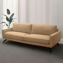 Sofá Decorativo Thalia 4 Lugares Sala de estar 270cm Pés em Aço Couro Nude G88 - Gran Belo Sofá Decorativo Thalia 4 Lugares Sala de estar 270cm Pés em Aço Couro Nude G88 - Gran Belo