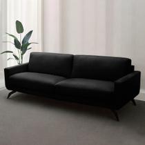 Sofá Decorativo Thalia 4 Lugares Sala de estar 270cm Pés em Aço Couro Preto G88 - Gran Belo Sofá Decorativo Thalia 4 Lugares Sala de estar 270cm Pés em Aço Couro Preto G88 - Gran Belo