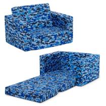 Sofá Delta Children Cozee Azul Camuflado Conversível para Crianças