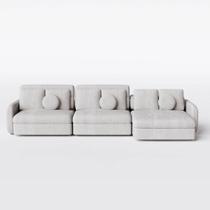 Sofá Denver Retrátil e Reclinável 2,74m em Boucle Alaska Natural - Home Mobily