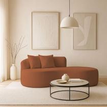 Sofá Design Robusto Elegante Curvo Bouclé Terracota