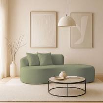 Sofá Design Robusto Elegante Curvo Bouclé Verde