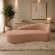 Sofá Divã Orgânico Charlotte Sala 200cm Bouclé Azul Marinho Cor:RoseDesenho do tecido:Liso Rose