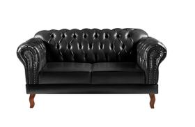 Sofá Dom Pedro 2 Lugares Chesterfield Capitonê Vintage Retrô Imperial - Preto