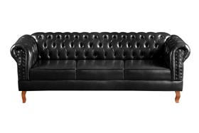 Sofá Dom Pedro 3 Lugares Decoração Sala Recepção Retrô Preto Sofá Dom Pedro 3 Lugares Decoração Sala Recepção Retrô Preto