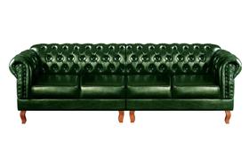Sofá Dom Pedro Chesterfield Modulado 4 Lugares Decoração Sara Recepção material sintético Verde