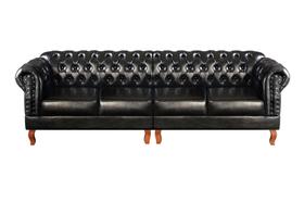 Sofá Dom Pedro Chesterfield Modulado 4 Lugares Decoração Sara Recepção Preto