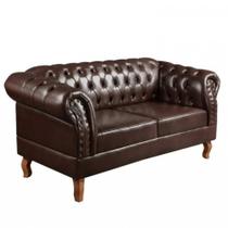 Sofá Dom Pedro Namoradeira Chesterfield Vintage material sintético Bella Decor