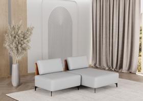 Sofá Dream Box Com Chaise Moderno Modular 2,0m Cinza com Encosto Terracota Rede Móveis