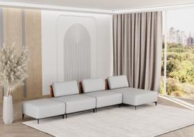 Sofá Dream Box com Chaise Moderno Modular 4,0m Cinza com Encosto Terracota Rede Móveis Sofá Dream Box com Chaise Moderno Modular 4,0m Cinza com Encosto Terracota Rede Móveis