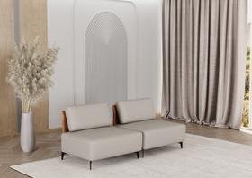 Sofá Dream Box Moderno Modular 2,0m Bege com Encosto Terracota Rede Móveis Sofá Dream Box Moderno Modular 2,0m Bege com Encosto Terracota Rede Móveis