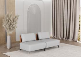 Sofá Dream Box Moderno Modular 2,0m Cinza com Encosto Terracota Rede Móveis