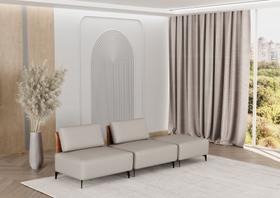 Sofá Dream Box Moderno Modular 3,0m Bege com Encosto Terracota Rede Móveis