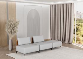 Sofá Dream Box Moderno Modular 3,0m Cinza com Encosto Terracota Rede Móveis