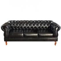 Sofá Duquesa Chesterfield 3 Lugares Retrô material sintético Bella Decor Sofá Duquesa Chesterfield 3 Lugares Retrô material sintético Bella Decor