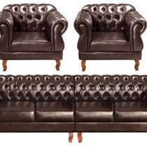 Sofá Duquesa Chesterfield Modulado 4 Lugares 2 Poltronas Decoração Sara Recepção Café