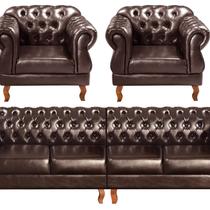Sofá Duquesa Chesterfield Modulado 4 Lugares 2 Poltronas Decoração Sara Recepção Marrom Café Sofá Duquesa Chesterfield Modulado 4 Lugares 2 Poltronas Decoração Sara Recepção Marrom Café