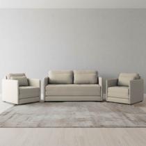 Sofá e 2 Poltronas Cama Retratil Compacta Dália Fixa Veludo K01 - D Rossi Sofá e 2 Poltronas Cama Retratil Compacta Dália Fixa Veludo K01 - D Rossi