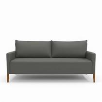 Sofá Elegance 2 Lugares 140 cm Estofado em Linho Premium Pé Madeira Recepção Consultório Clean Moderno