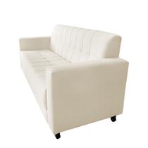 Sofa Elegance 3 Lugares material sintético Bege - Lares Decor