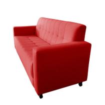 Sofa Elegance 3 Lugares Suede Vermelho - Lares Decor