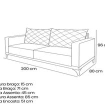 Sofá Eliot 3 Lugares 200 Cm Linho Boucle Bege