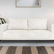 Sofá Eliot 3 Lugares 220 Cm Linho Boucle Branco Off White