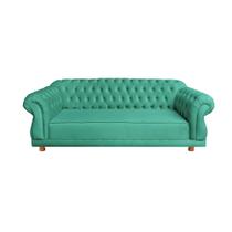 Sofá Elisabeth Luxo Chesterfield 3 Lugares Azul Turquesa
