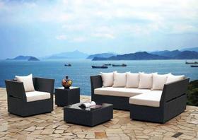 Sofá Em L De Fibra Sintética, Mesinhas Poltrona Area Externa