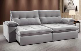 Sofá Espanha Retrátil Reclinável 210cm Veludo Cinza prateado Sofá Espanha Retrátil Reclinável 210cm Veludo Cinza prateado