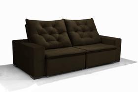 Sofa Essencial Marrom Veludo Pillow 15 cm Retratil/Reclinavel 2.50mt Mola ensacada Com 2 Rineira